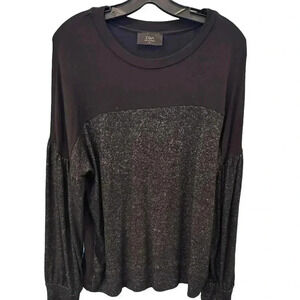 COA Women’s Pullover Black & Gray Bishop Sleeve Crew Neck Sz 3 (L)
